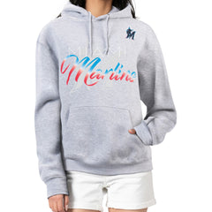 Miami Marlins G-III 4Her by Carl Banks Women's Shadow Logo Graphic Pullover Hoodie Heather Gray