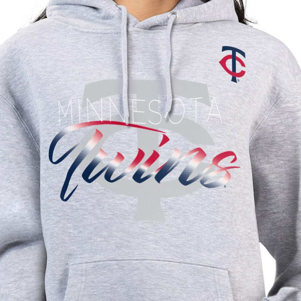Minnesota Twins G-III 4Her by Carl Banks Women's Shadow Logo Graphic Pullover Hoodie Heather Gray