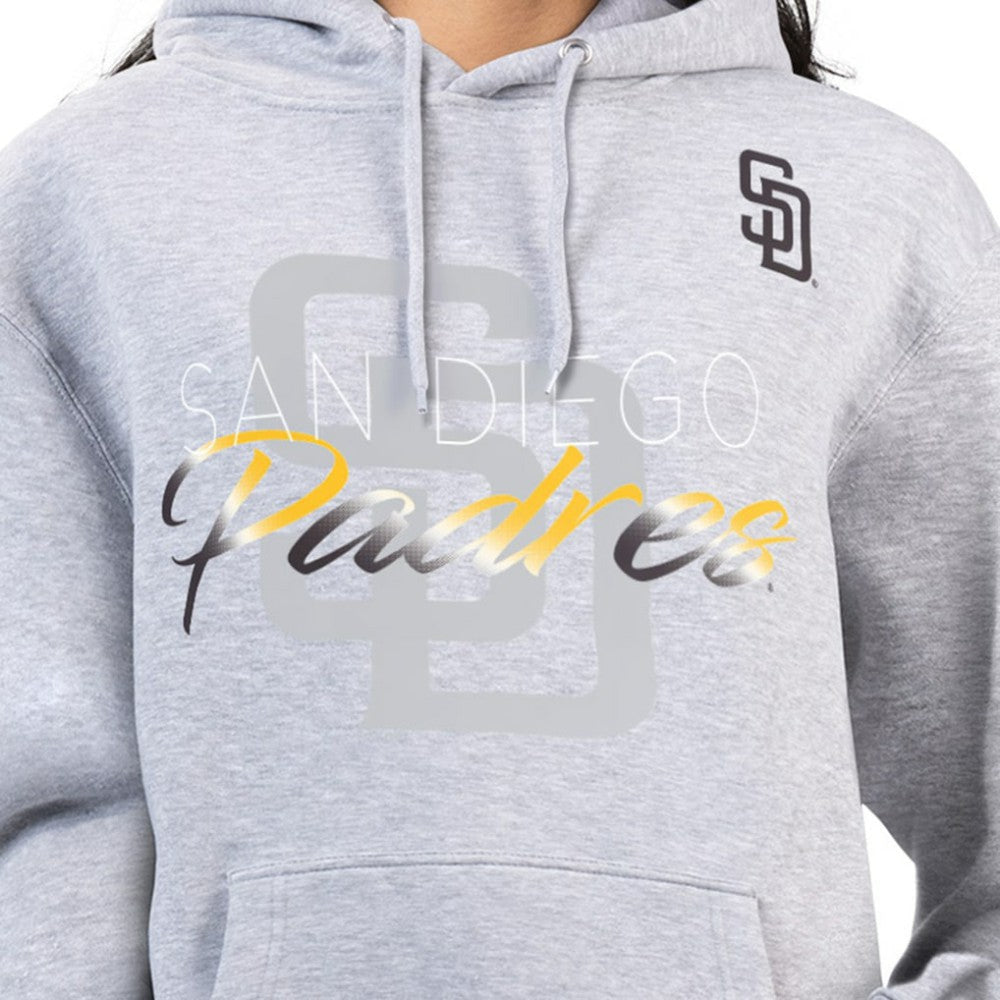 San Diego Padres G-III 4Her by Carl Banks Women's Shadow Logo Graphic Pullover Hoodie Heather Gray