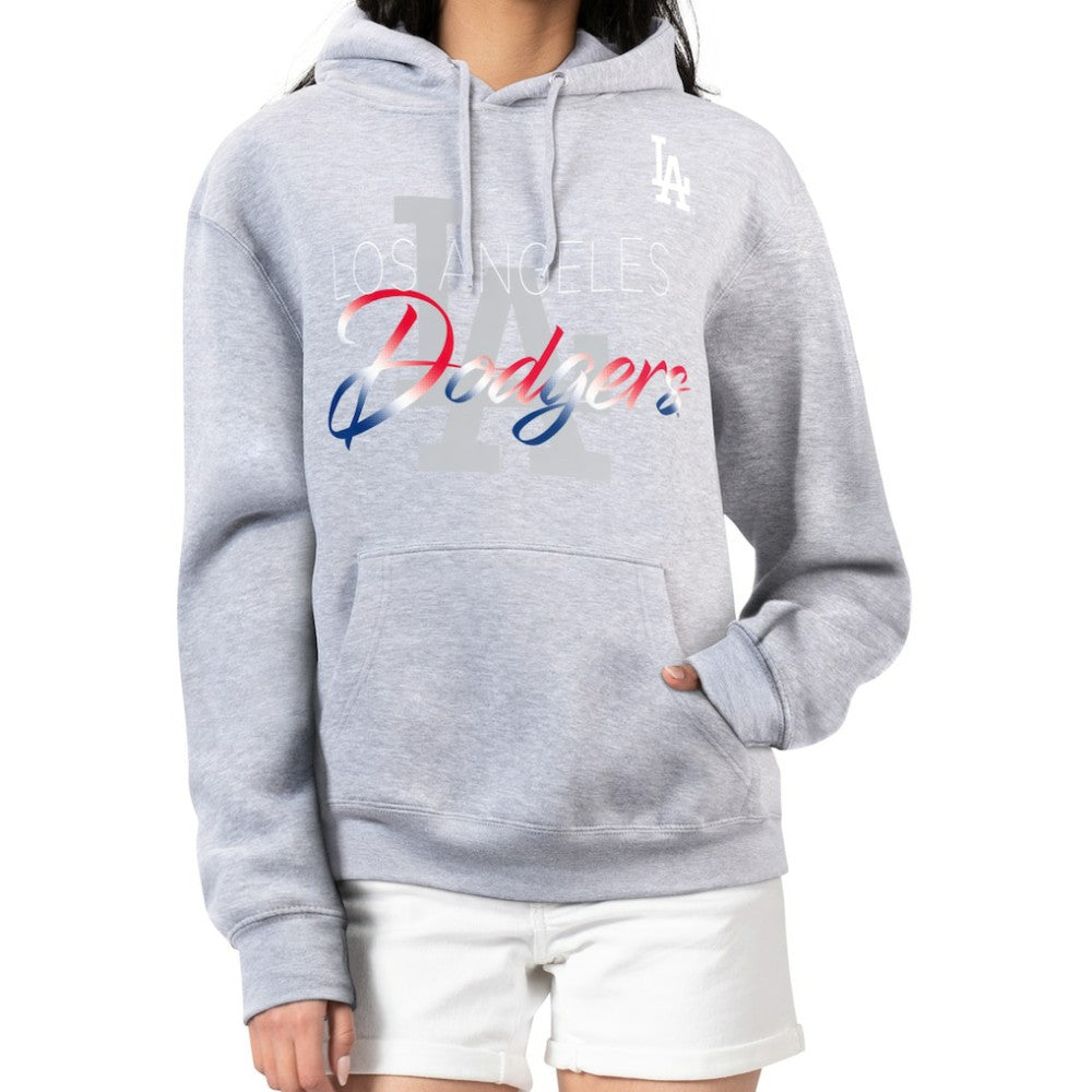 Los Angeles Dodgers G-III 4Her by Carl Banks Women's Shadow Logo Graphic Pullover Hoodie Heather Gray