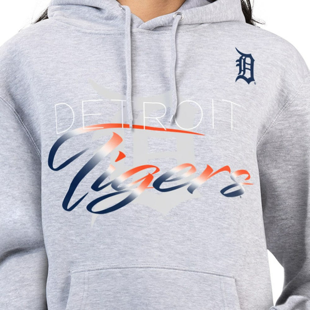 Detroit Tigers G-III 4Her by Carl Banks Women's Shadow Logo Graphic Pullover Hoodie Heather Gray