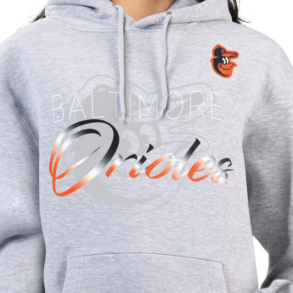Baltimore Orioles G-III 4Her by Carl Banks Women's Shadow Logo Graphic Pullover Hoodie Heather Gray