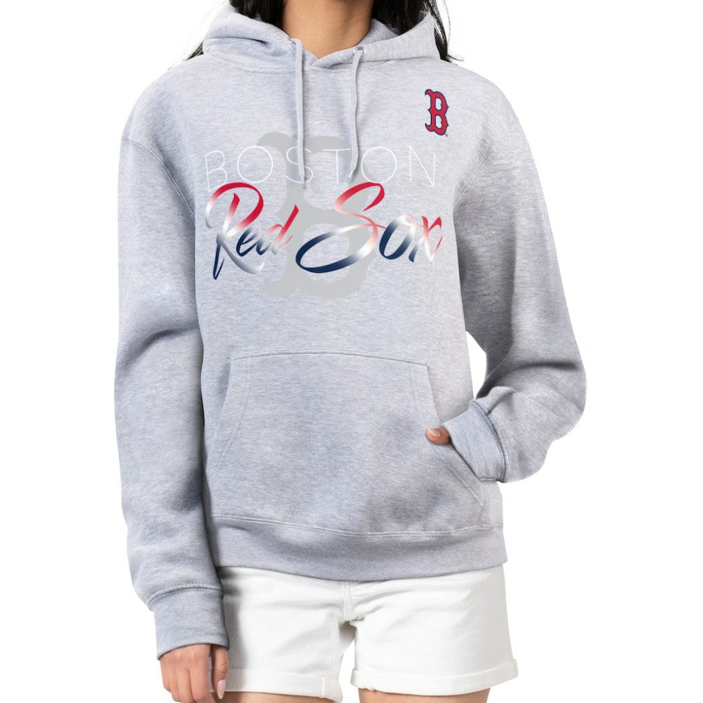 Boston Red Sox G-III 4Her by Carl Banks Women's Shadow Logo Graphic Pullover Hoodie Heather Gray