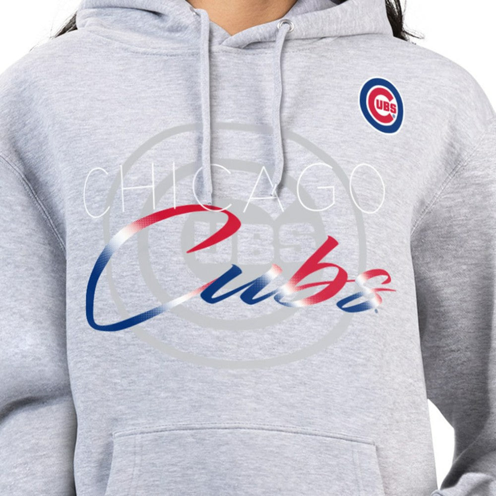 Chicago Cubs G-III 4Her by Carl Banks Women's Shadow Logo Graphic Pullover Hoodie Heather Gray