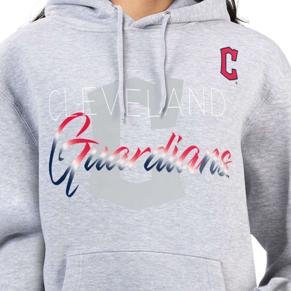 Cleveland Guardians G-III 4Her by Carl Banks Women's Shadow Logo Graphic Pullover Hoodie Heather Gray