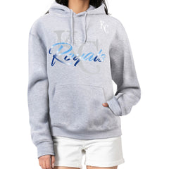 Kansas City Royals G-III 4Her by Carl Banks Women's Shadow Logo Graphic Pullover Hoodie Heather Gray