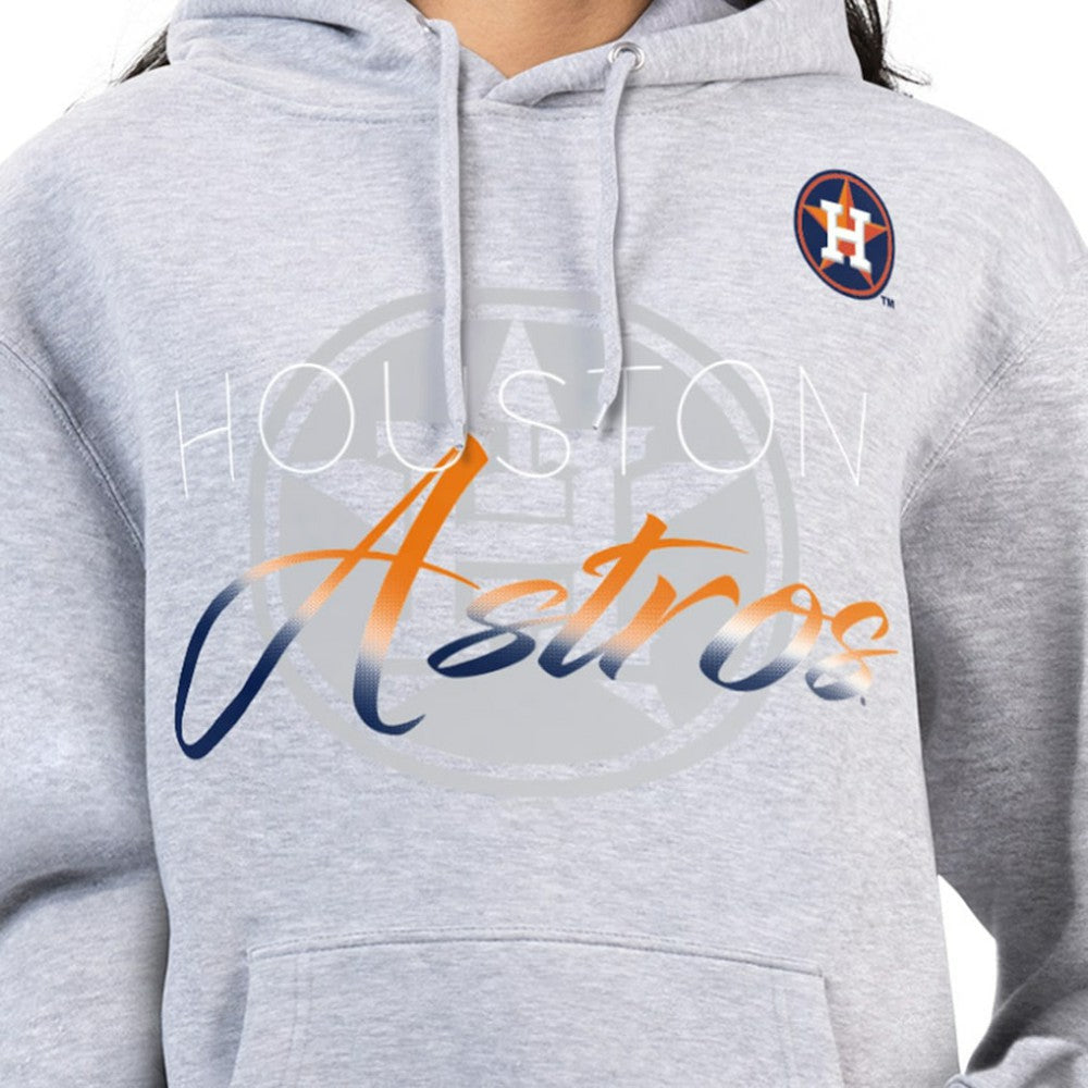 Houston Astros G-III 4Her by Carl Banks Women's Shadow Logo Graphic Pullover Hoodie Heather Gray
