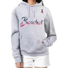 Los Angeles Angels G-III 4Her by Carl Banks Women's Shadow Logo Graphic Pullover Hoodie Heather Gray