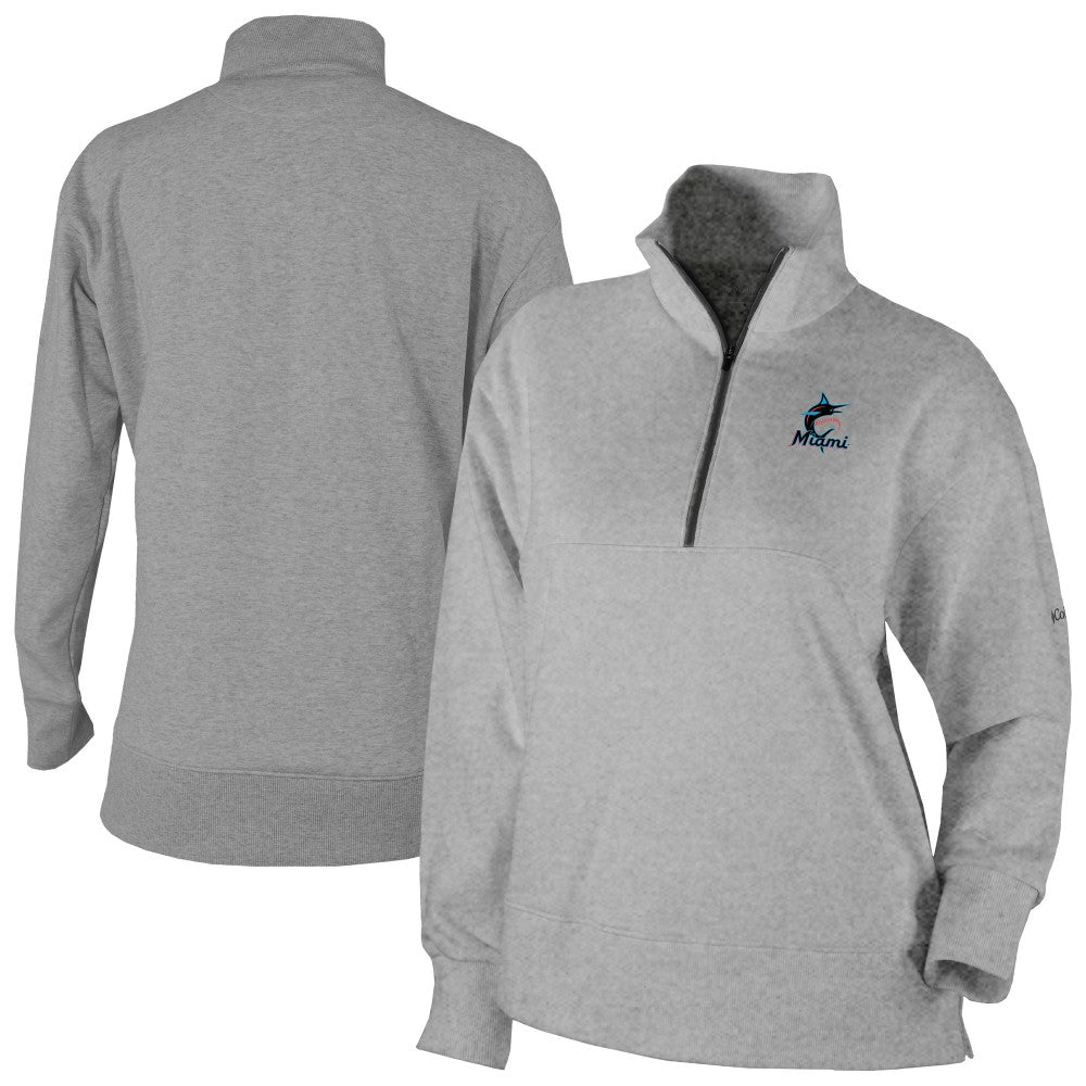 Miami Marlins Women's Birchwood Hills Quarter-Zip Pullover Gray | Columbia