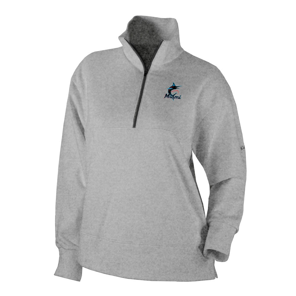Miami Marlins Women's Birchwood Hills Quarter-Zip Pullover Gray | Columbia