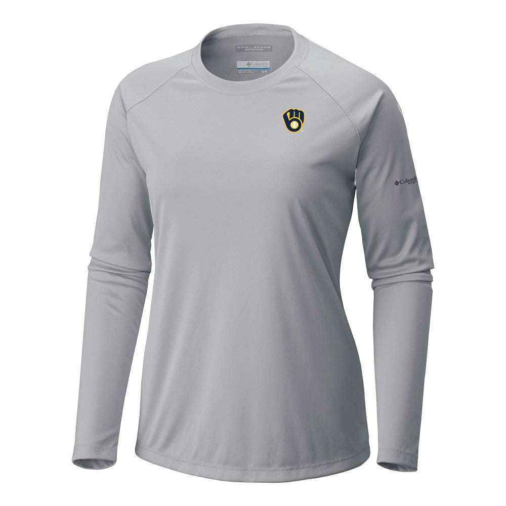 Milwaukee Brewers Tidal Tee II Long Sleeve T-Shirt Gray | Columbia