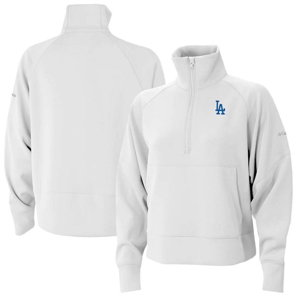 Los Angeles Dodgers Women's Wickhams Hills Raglan Omni-Wick Quarter-Zip Pullover White | Columbia