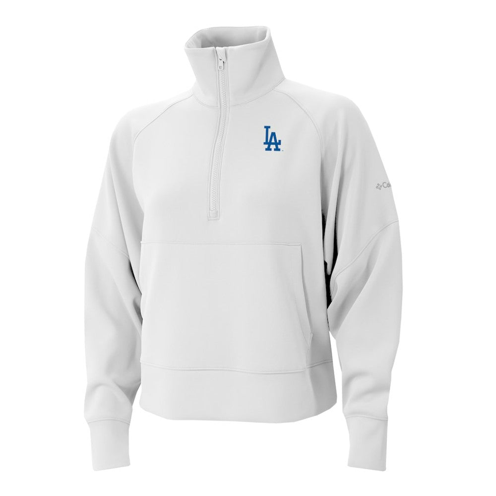 Los Angeles Dodgers Women's Wickhams Hills Raglan Omni-Wick Quarter-Zip Pullover White | Columbia