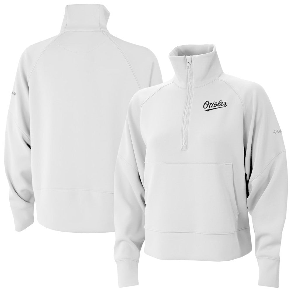 Baltimore Orioles Women's Wickhams Hills Raglan Omni-Wick Quarter-Zip Pullover White | Columbia