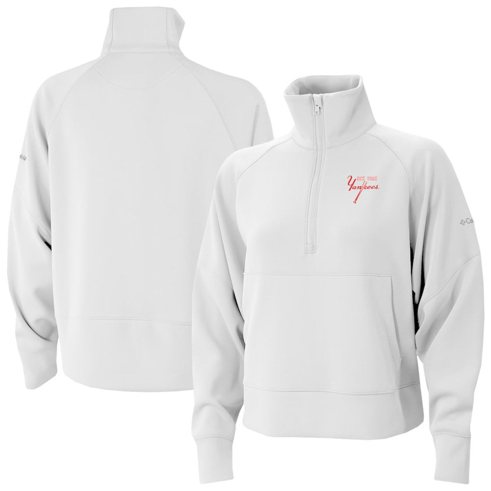 New York Yankees Women's Wickhams Hills Raglan Omni-Wick Quarter-Zip Pullover White | Columbia