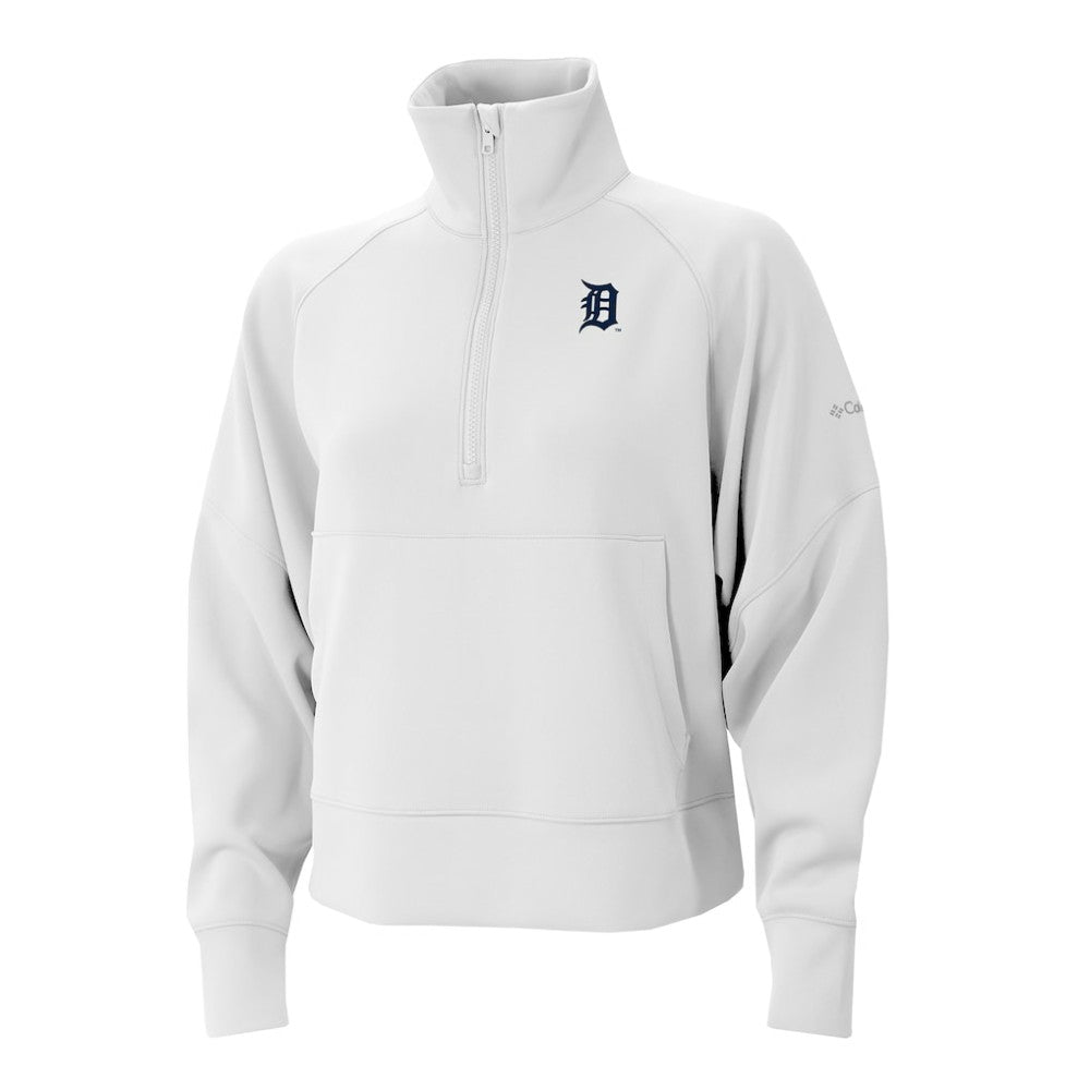 Detroit Tigers Women's Wickhams Hills Raglan Omni-Wick Quarter-Zip Pullover White | Columbia