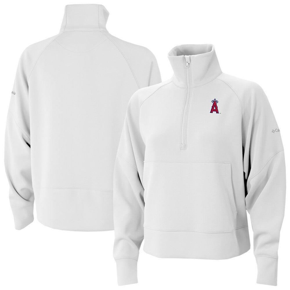 Los Angeles Angels Women's Wickhams Hills Raglan Omni-Wick Quarter-Zip Pullover White | Columbia