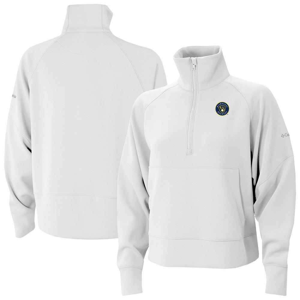 Milwaukee Brewers Women's Wickhams Hills Raglan Omni-Wick Quarter-Zip Pullover White | Columbia
