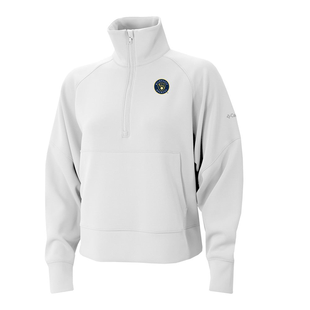 Milwaukee Brewers Women's Wickhams Hills Raglan Omni-Wick Quarter-Zip Pullover White | Columbia