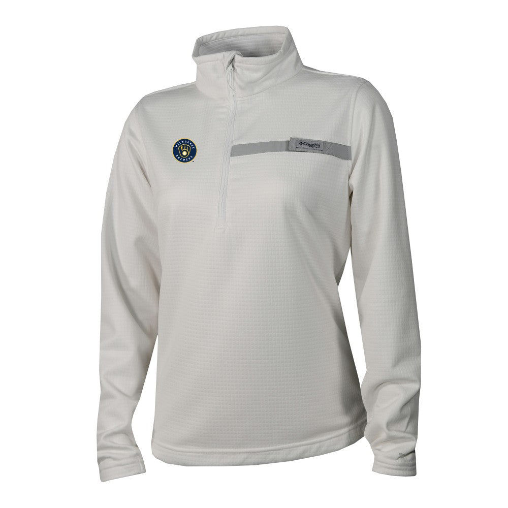 Milwaukee Brewers Women's Skiff Guide Fleece Half-Zip Pullover Jacket White | Columbia