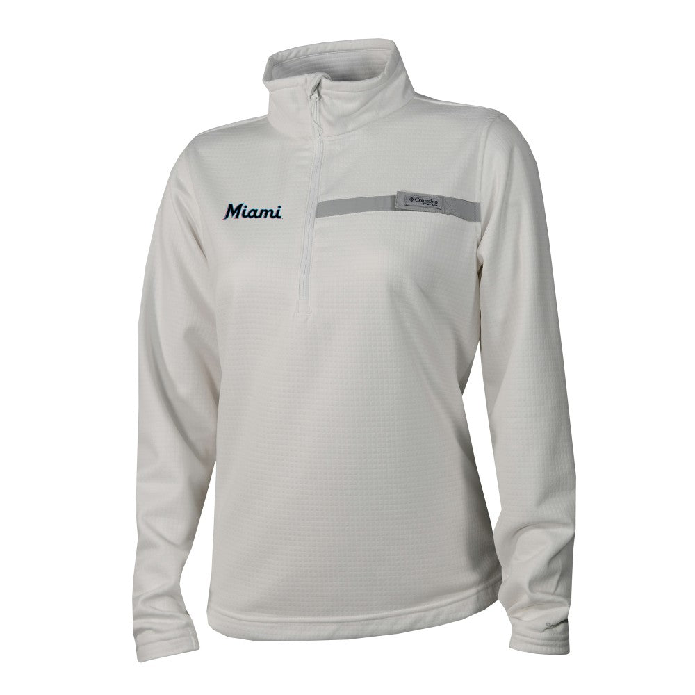 Miami Marlins Women's Skiff Guide Fleece Half-Zip Pullover Jacket White | Columbia