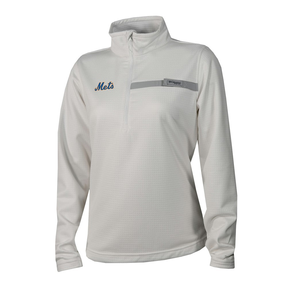 New York Mets Women's Skiff Guide Fleece Half-Zip Pullover Jacket White | Columbia