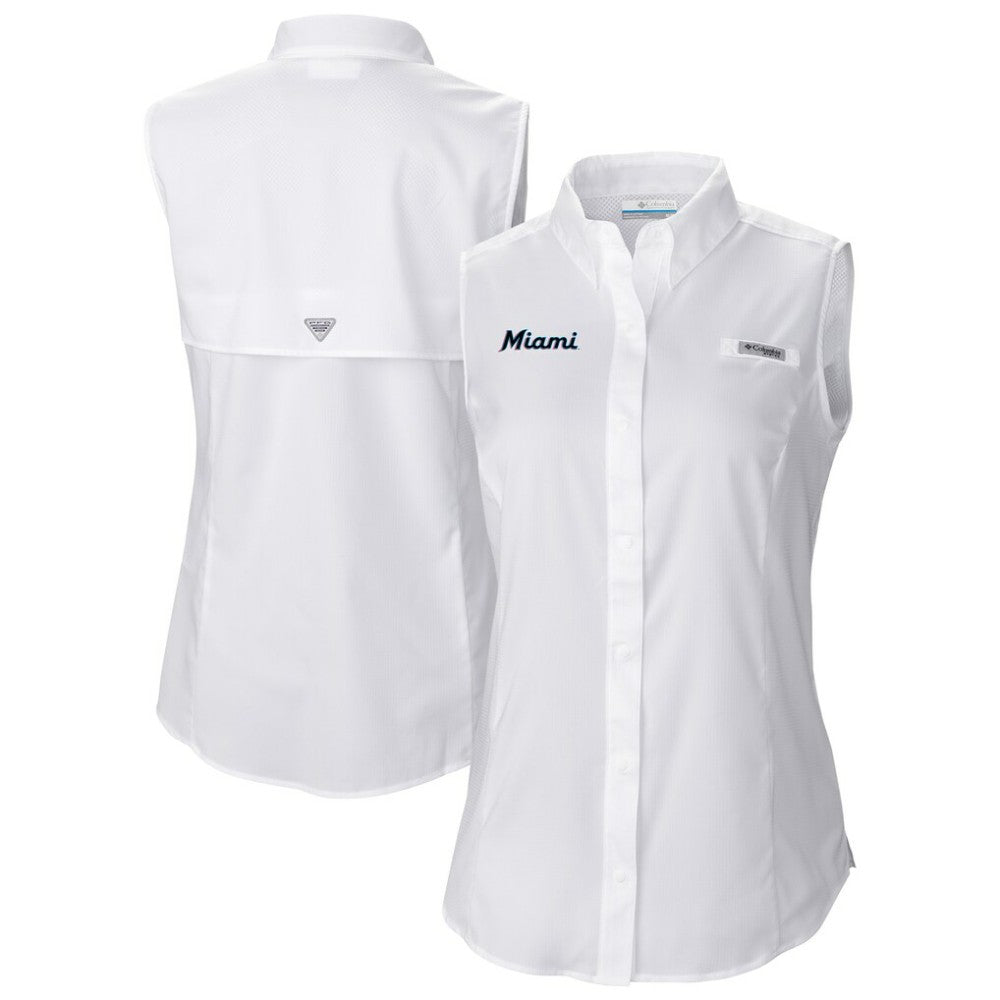 Miami Marlins Women's Tamiami Sleeveless Shirt White | Columbia