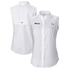 Miami Marlins Women's Tamiami Sleeveless Shirt White | Columbia