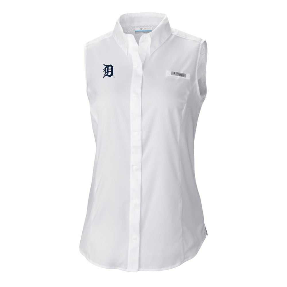 Detroit Tigers Women's Tamiami Sleeveless Shirt White | Columbia