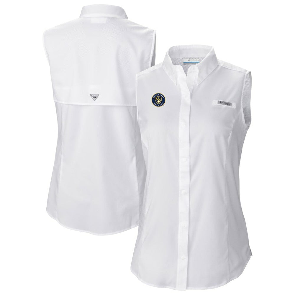 Milwaukee Brewers Women's Tamiami Sleeveless Shirt White | Columbia