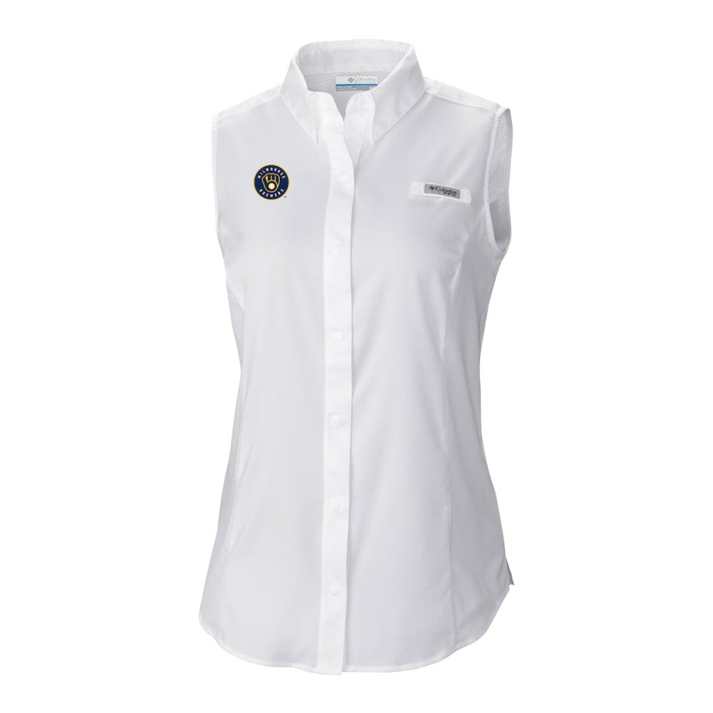 Milwaukee Brewers Women's Tamiami Sleeveless Shirt White | Columbia