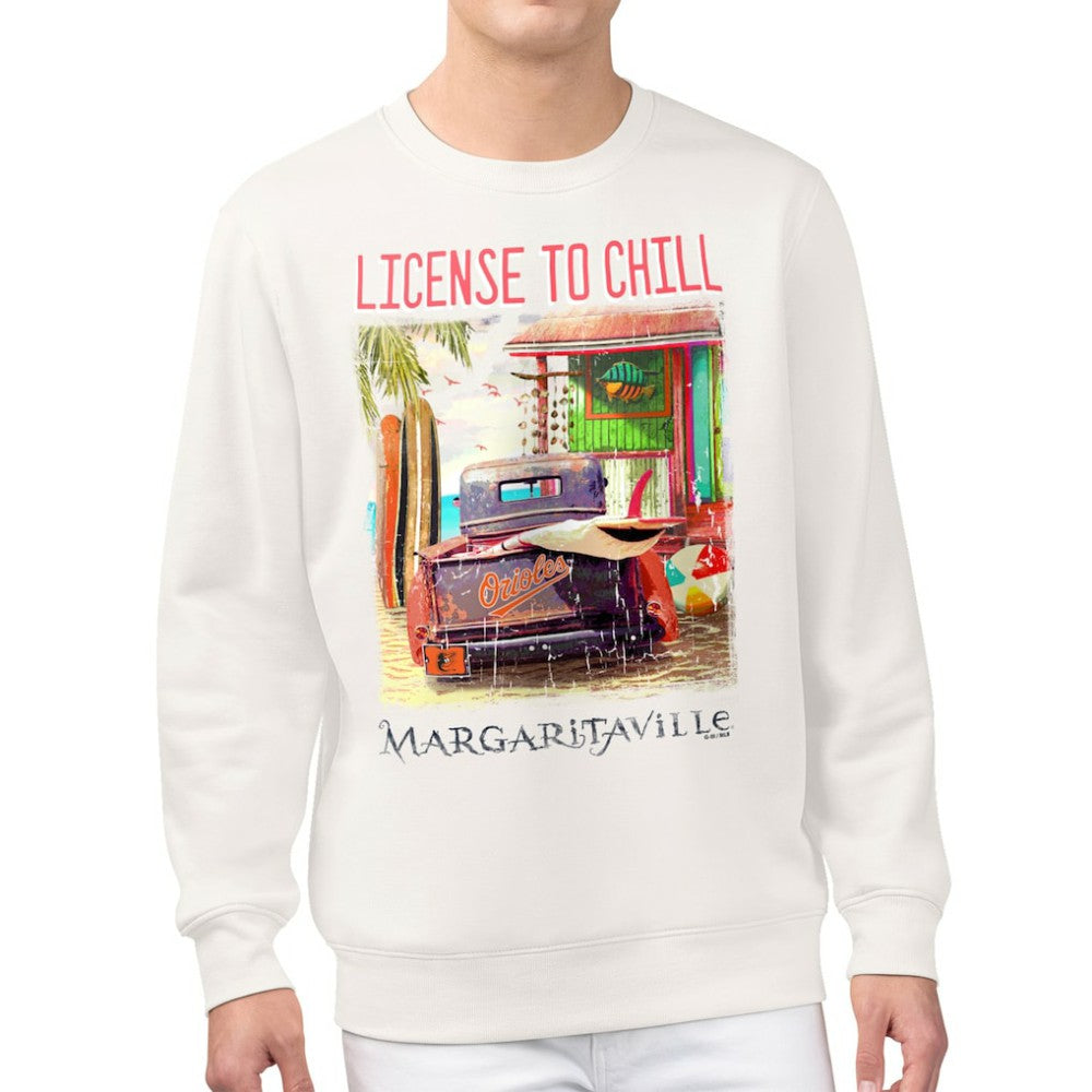 Baltimore Orioles Margaritaville License to Chill Fleece Sweatshirt Cream