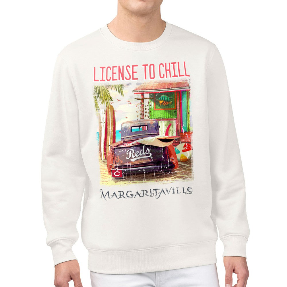 Cincinnati Reds Margaritaville License to Chill Fleece Sweatshirt Cream