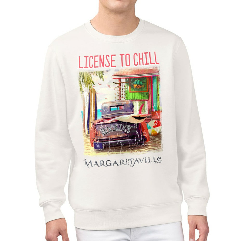 Colorado Rockies Margaritaville License to Chill Fleece Sweatshirt Cream