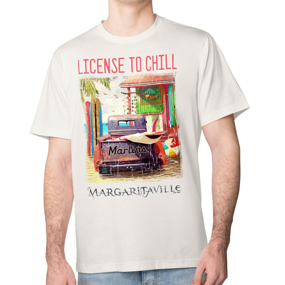 Miami Marlins Margaritaville License to Chill T-Shirt Cream