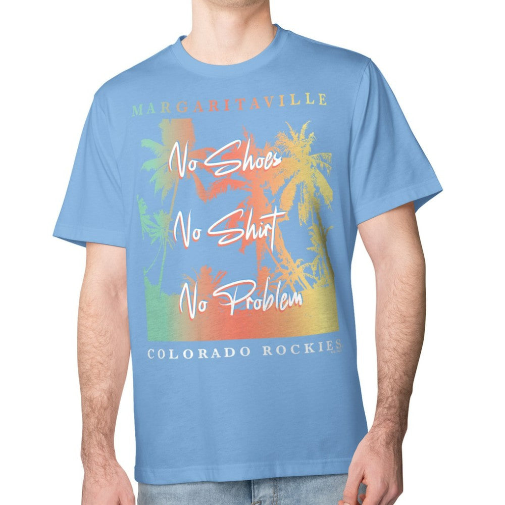 Colorado Rockies Margaritaville No Shirt, No Shoes, No Problem T-Shirt Blue