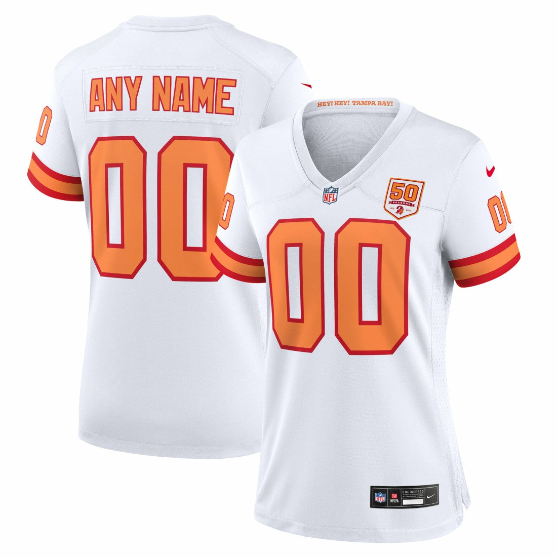 76 Tampa Bay Buccaneers Women's 50th Season Alternate Custom Game Jersey - White