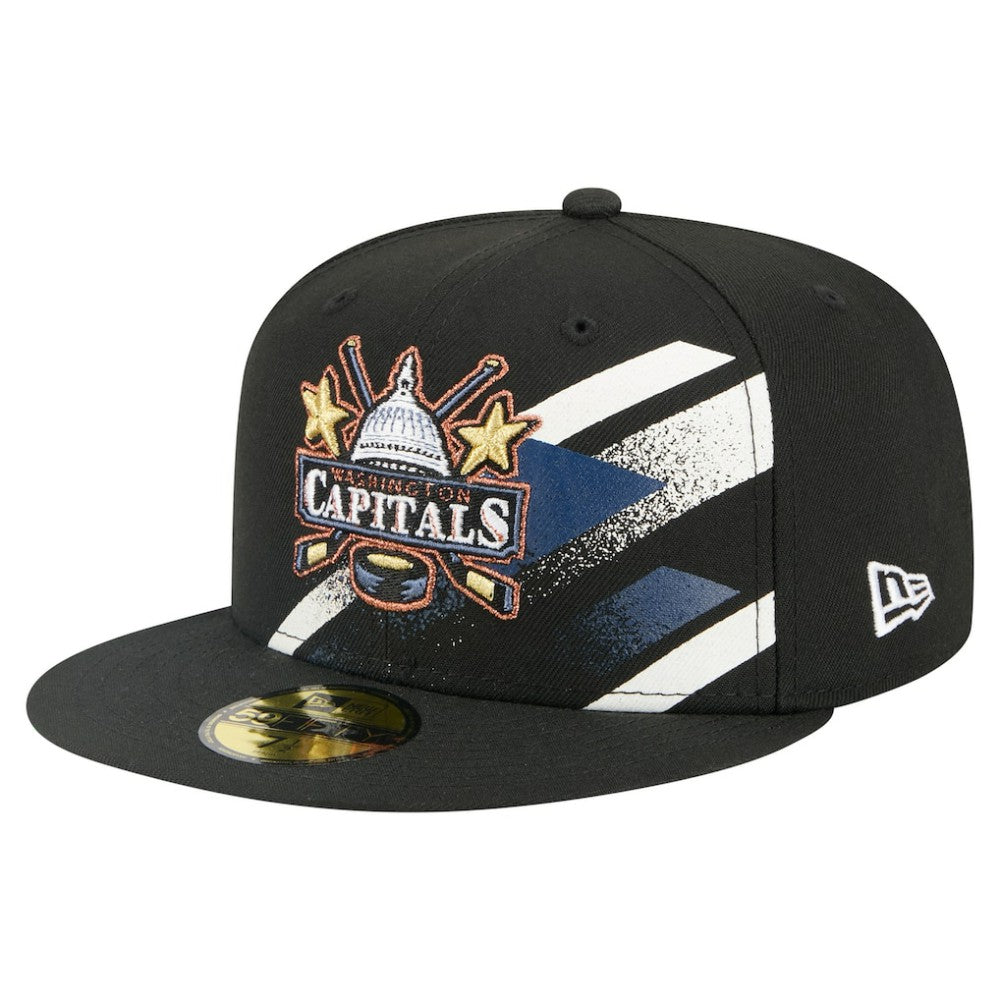 Washington Capitals New Era Faded Lines 59FIFTY Fitted Hat Black