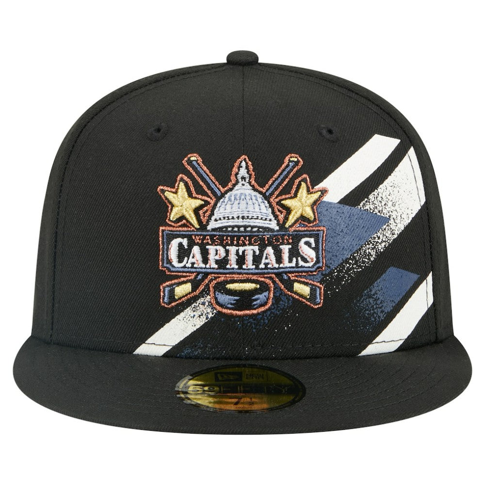 Washington Capitals New Era Faded Lines 59FIFTY Fitted Hat Black
