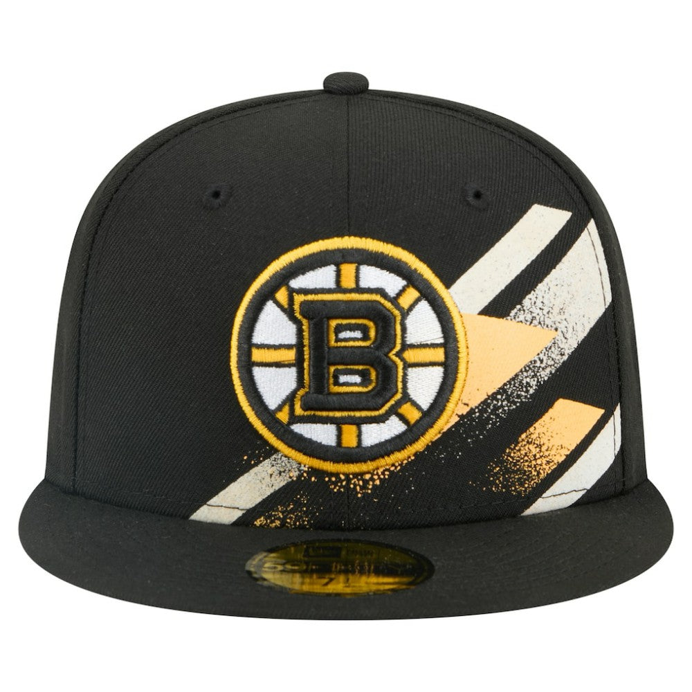 Boston Bruins New Era Faded Lines 59FIFTY Fitted Hat Black
