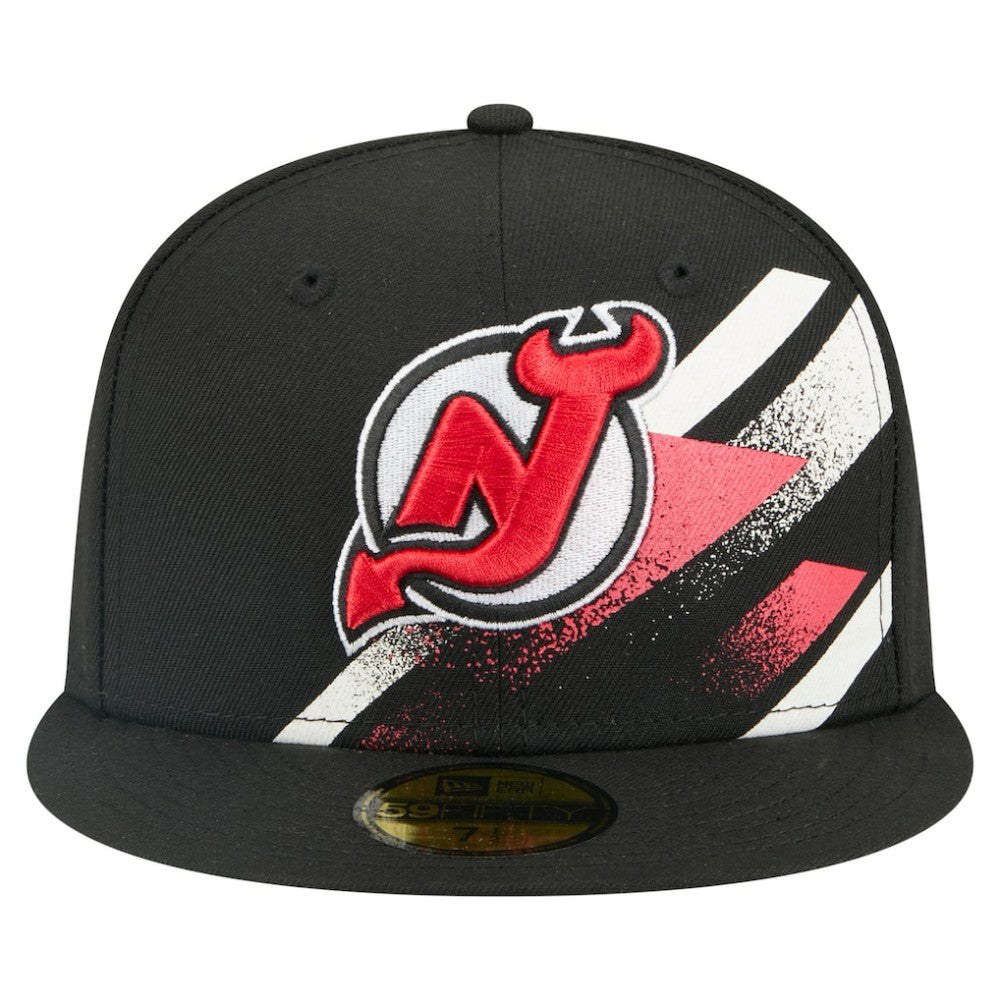New Jersey Devils New Era Faded Lines 59FIFTY Fitted Hat Black