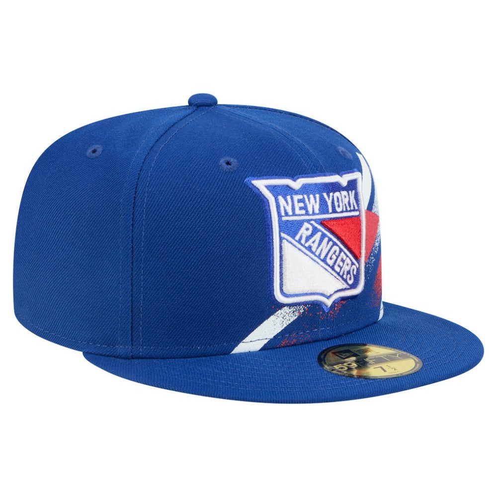 New York Rangers New Era Faded Lines 59FIFTY Fitted Hat Blue
