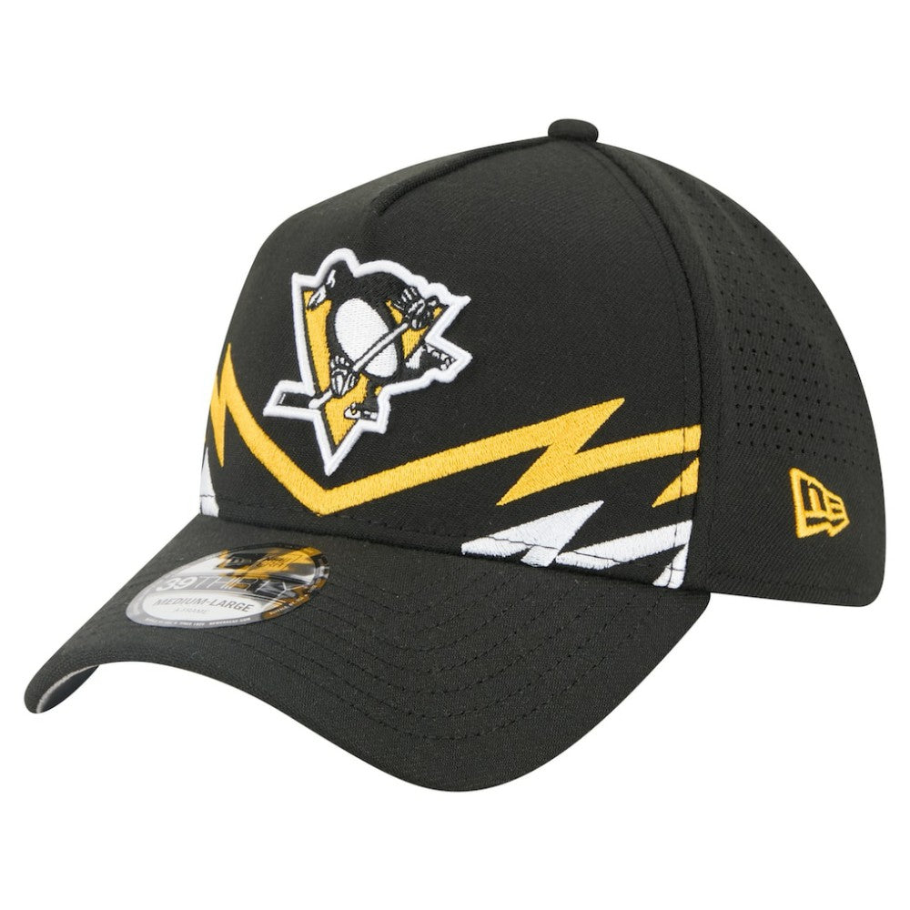 Pittsburgh Penguins New Era 39THIRTY A-Frame Perforated Flex Hat Black