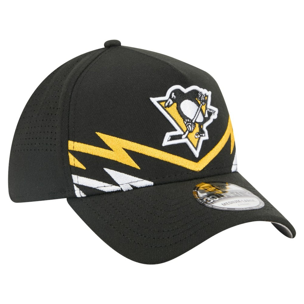 Pittsburgh Penguins New Era 39THIRTY A-Frame Perforated Flex Hat Black