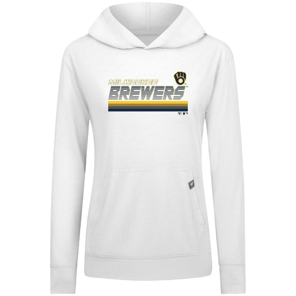 Milwaukee Brewers Levelwear Women's Relay Breaker Pullover Hoodie White