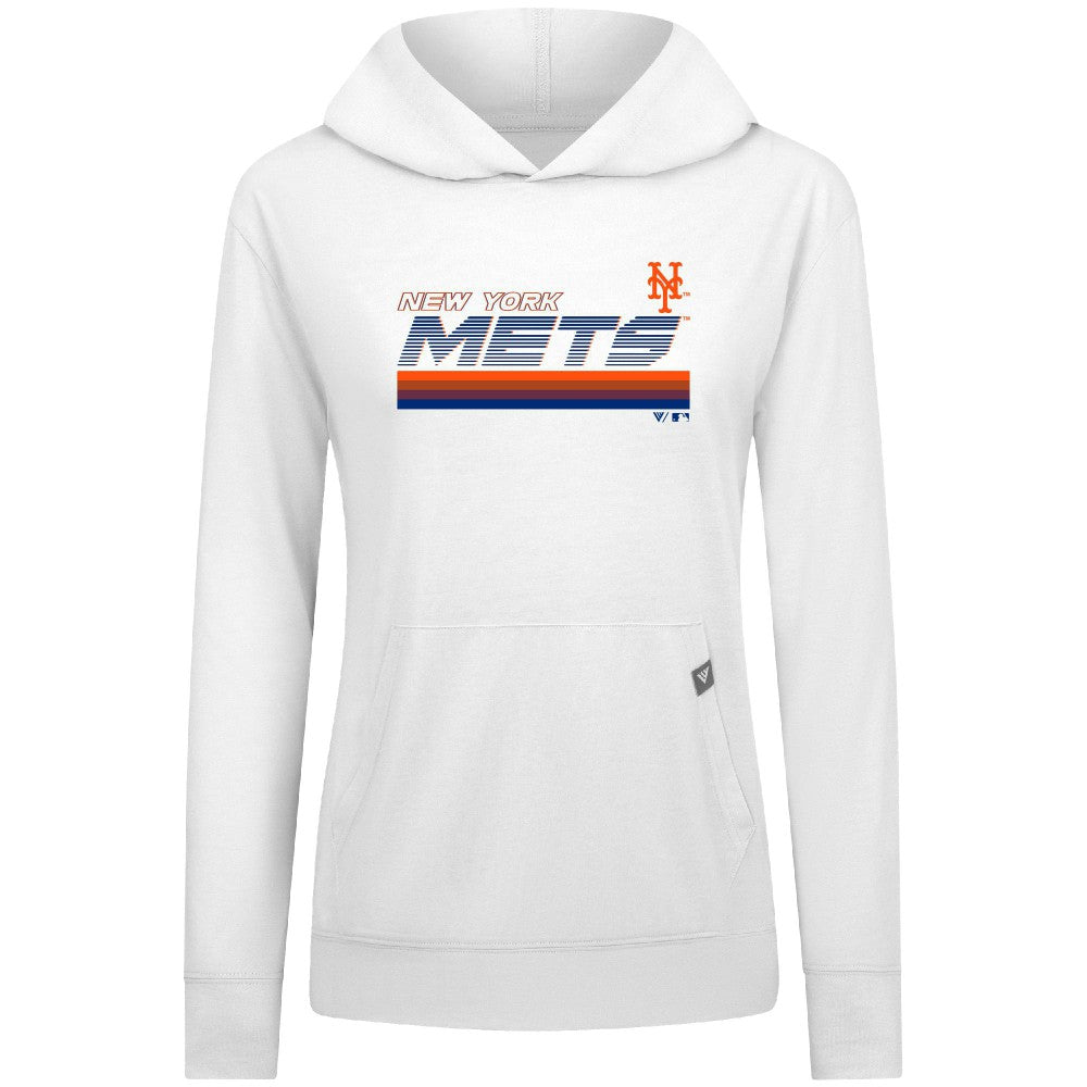 New York Mets Levelwear Women's Relay Breaker Pullover Hoodie White