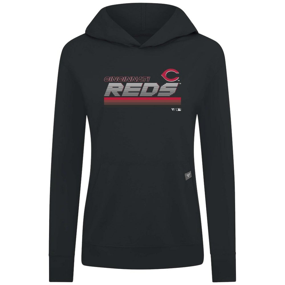 Cincinnati Reds Levelwear Women's Relay Breaker Pullover Hoodie Black