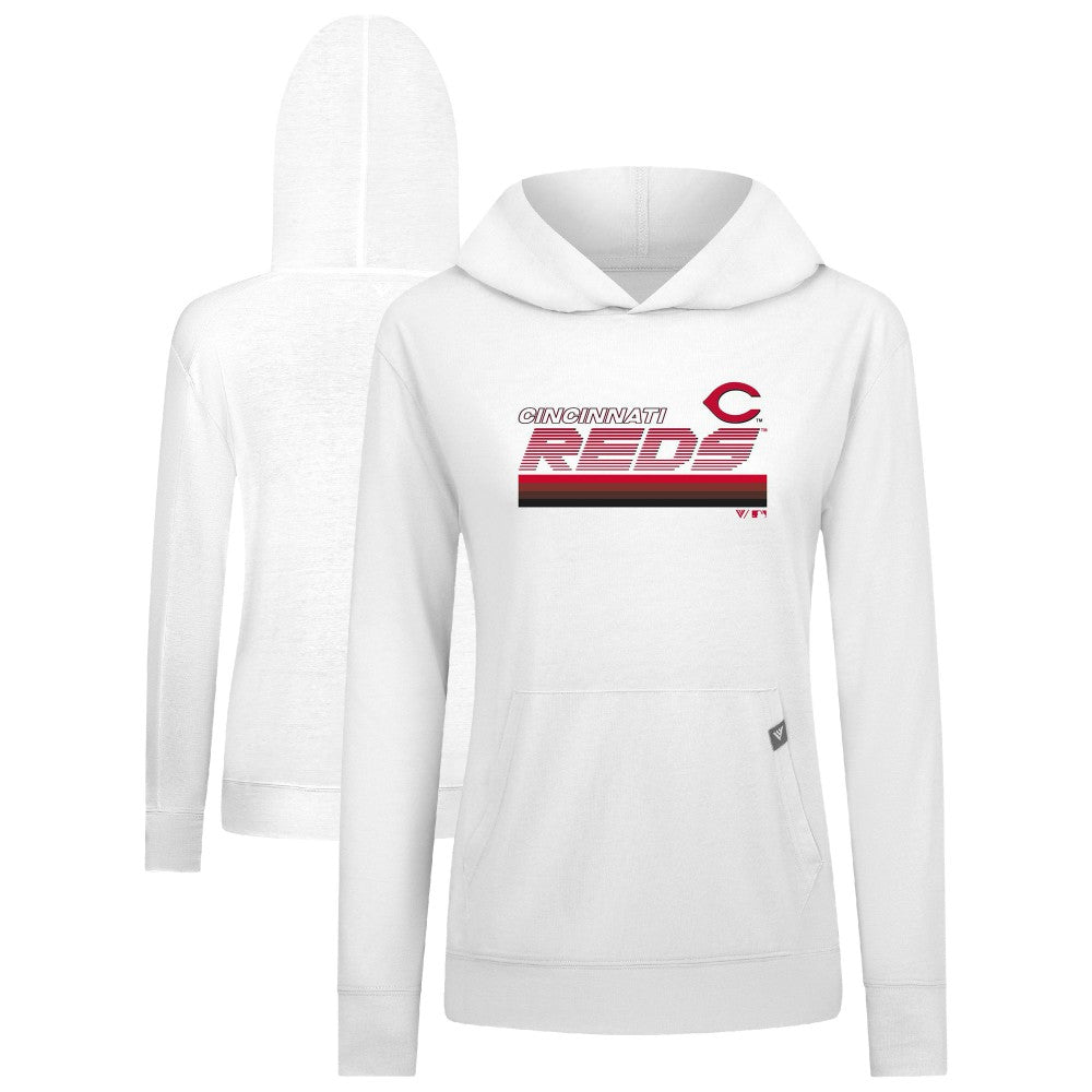 Cincinnati Reds Levelwear Women's Relay Breaker Pullover Hoodie White