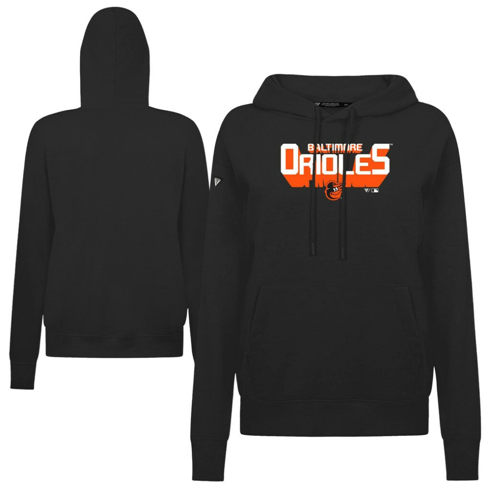 Baltimore Orioles Levelwear Women's Adorn Retro 3D Pullover Hoodie Black