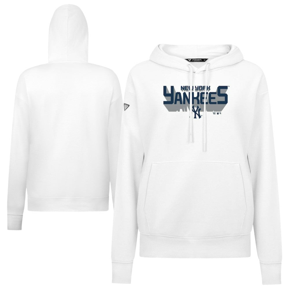 New York Yankees Levelwear Women's Adorn Retro 3D Pullover Hoodie White